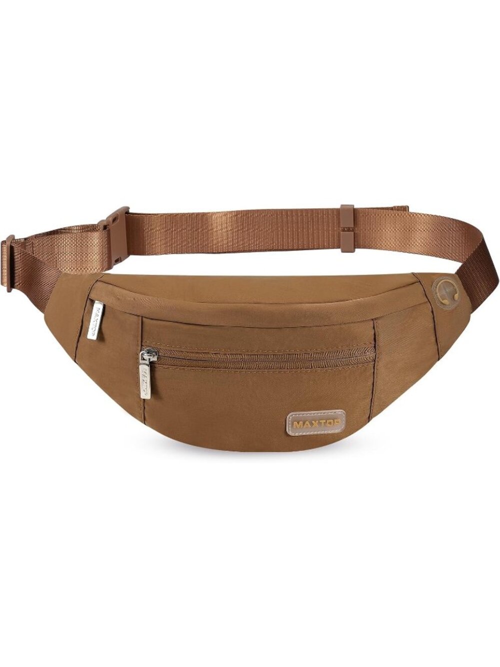 Men's Brown Large Crossbody Fanny Pack With 4-Zip Belt Bag Waist Pack Traveling